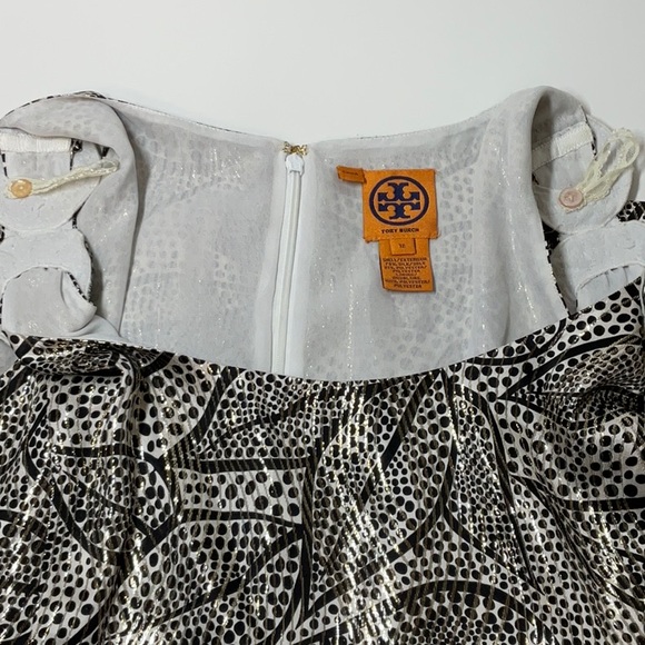 Tory Burch Silk Blend Jaquard Sleeveless Sheath Dress Metallic Size 12 - Picture 7 of 11
